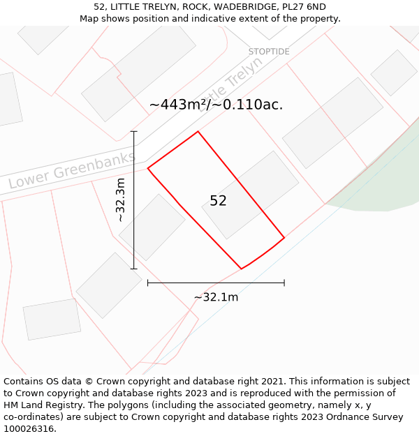 52, LITTLE TRELYN, ROCK, WADEBRIDGE, PL27 6ND: Plot and title map