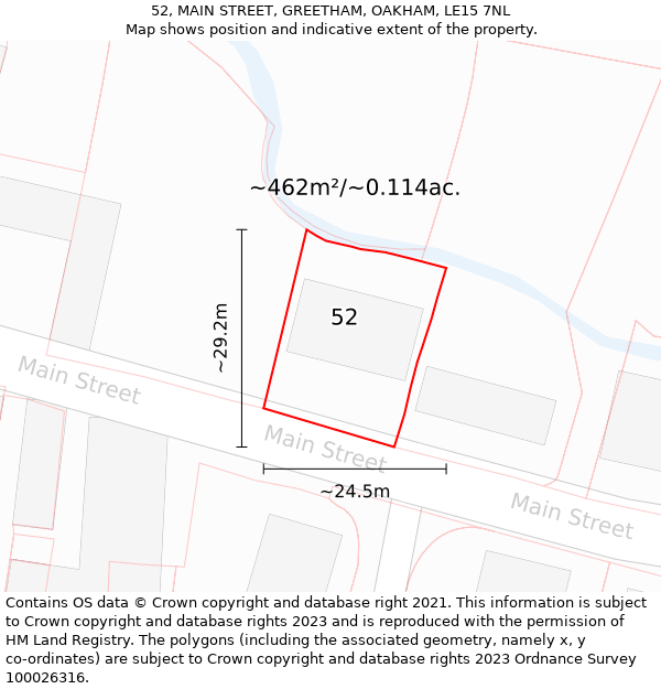 52, MAIN STREET, GREETHAM, OAKHAM, LE15 7NL: Plot and title map