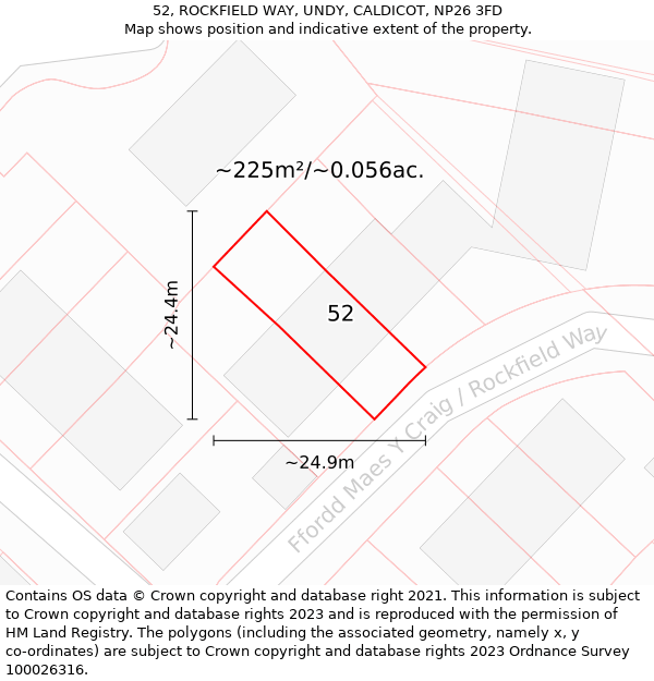 52, ROCKFIELD WAY, UNDY, CALDICOT, NP26 3FD: Plot and title map