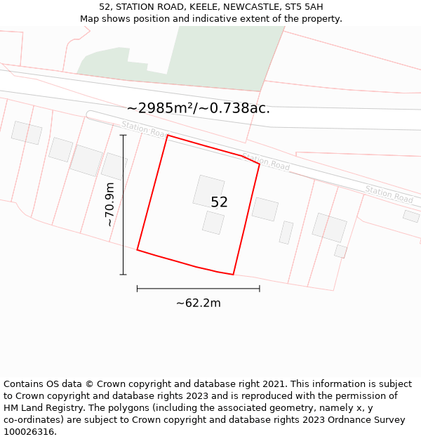 52, STATION ROAD, KEELE, NEWCASTLE, ST5 5AH: Plot and title map