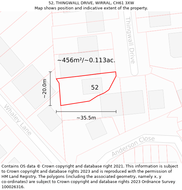 52, THINGWALL DRIVE, WIRRAL, CH61 3XW: Plot and title map