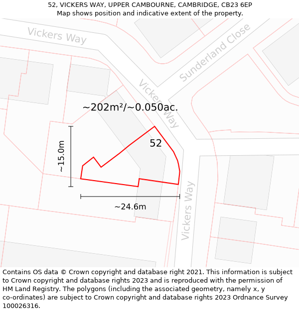 52, VICKERS WAY, UPPER CAMBOURNE, CAMBRIDGE, CB23 6EP: Plot and title map