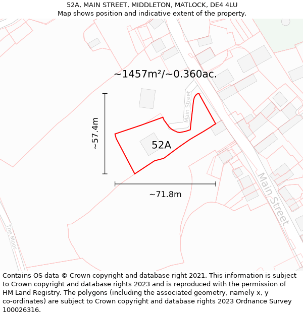 52A, MAIN STREET, MIDDLETON, MATLOCK, DE4 4LU: Plot and title map