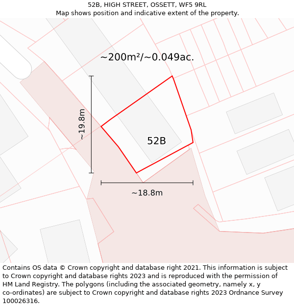 52B, HIGH STREET, OSSETT, WF5 9RL: Plot and title map