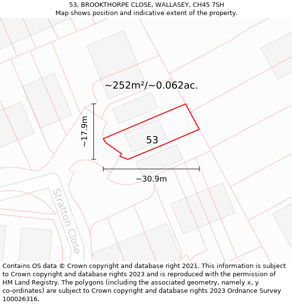 53, BROOKTHORPE CLOSE, WALLASEY, CH45 7SH: Plot and title map