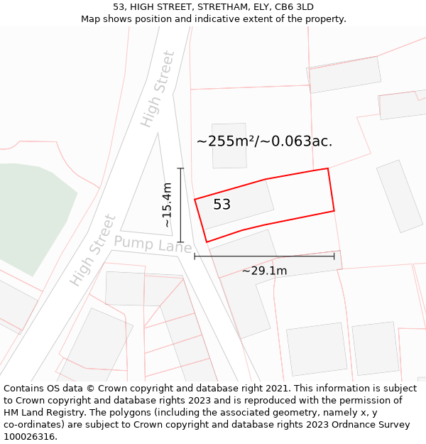 53, HIGH STREET, STRETHAM, ELY, CB6 3LD: Plot and title map