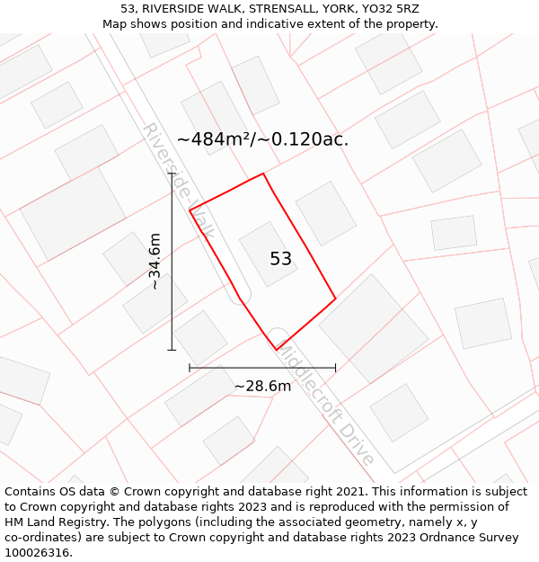 53, RIVERSIDE WALK, STRENSALL, YORK, YO32 5RZ: Plot and title map