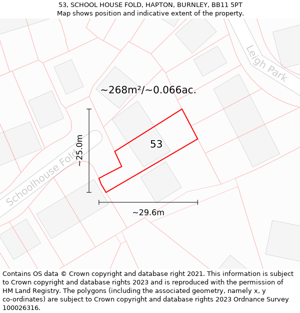 53, SCHOOL HOUSE FOLD, HAPTON, BURNLEY, BB11 5PT: Plot and title map