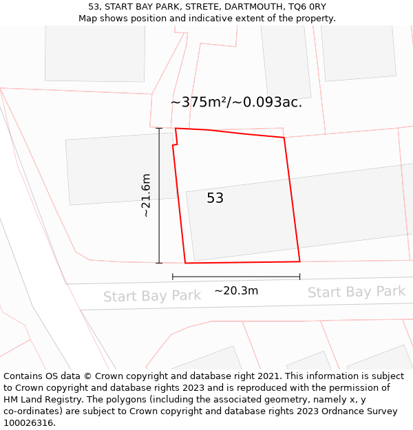 53, START BAY PARK, STRETE, DARTMOUTH, TQ6 0RY: Plot and title map