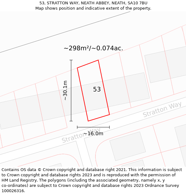 53, STRATTON WAY, NEATH ABBEY, NEATH, SA10 7BU: Plot and title map