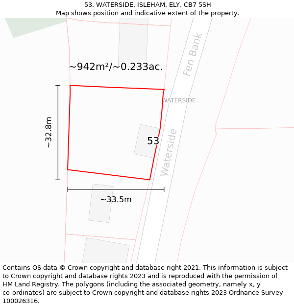 53, WATERSIDE, ISLEHAM, ELY, CB7 5SH: Plot and title map