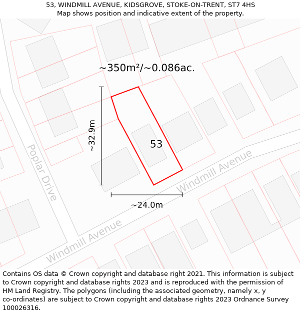 53, WINDMILL AVENUE, KIDSGROVE, STOKE-ON-TRENT, ST7 4HS: Plot and title map