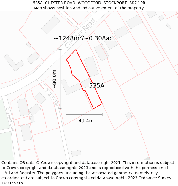 535A, CHESTER ROAD, WOODFORD, STOCKPORT, SK7 1PR: Plot and title map