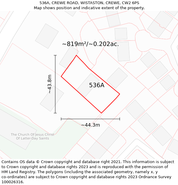 536A, CREWE ROAD, WISTASTON, CREWE, CW2 6PS: Plot and title map