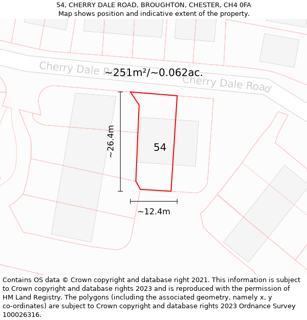 54, CHERRY DALE ROAD, BROUGHTON, CHESTER, CH4 0FA: Plot and title map