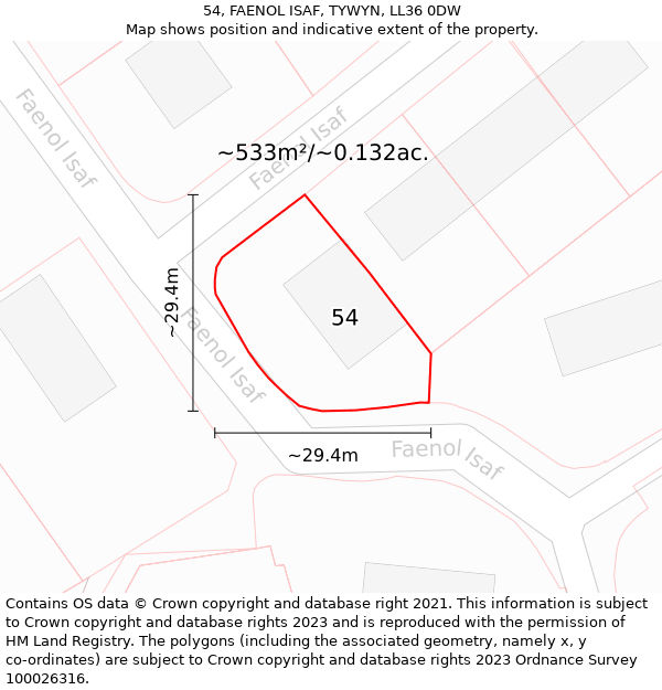 54, FAENOL ISAF, TYWYN, LL36 0DW: Plot and title map