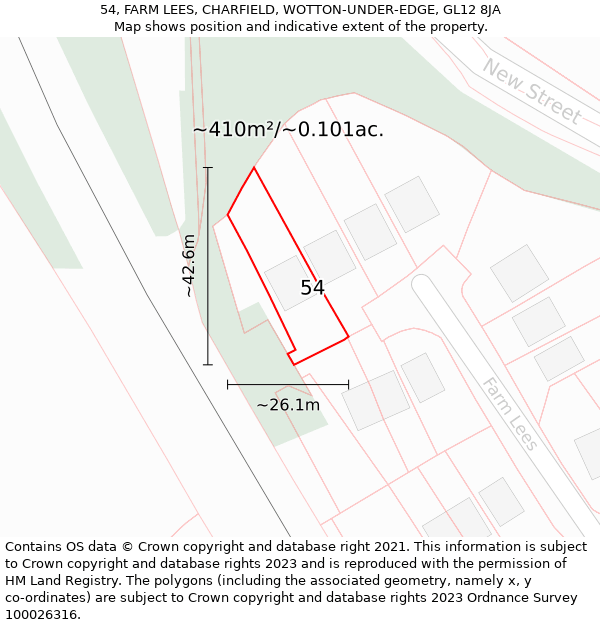 54, FARM LEES, CHARFIELD, WOTTON-UNDER-EDGE, GL12 8JA: Plot and title map