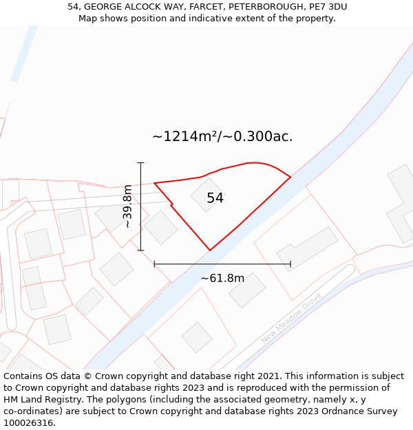 54, GEORGE ALCOCK WAY, FARCET, PETERBOROUGH, PE7 3DU: Plot and title map