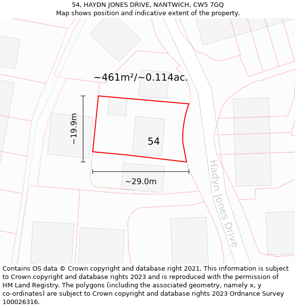 54, HAYDN JONES DRIVE, NANTWICH, CW5 7GQ: Plot and title map