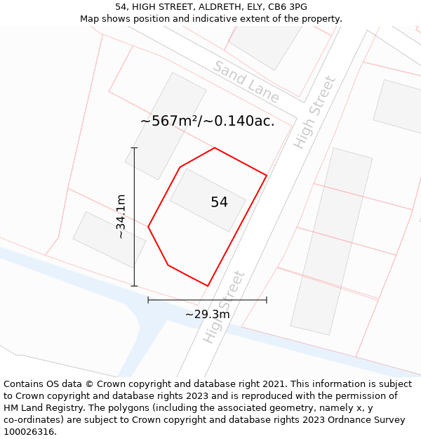 54, HIGH STREET, ALDRETH, ELY, CB6 3PG: Plot and title map