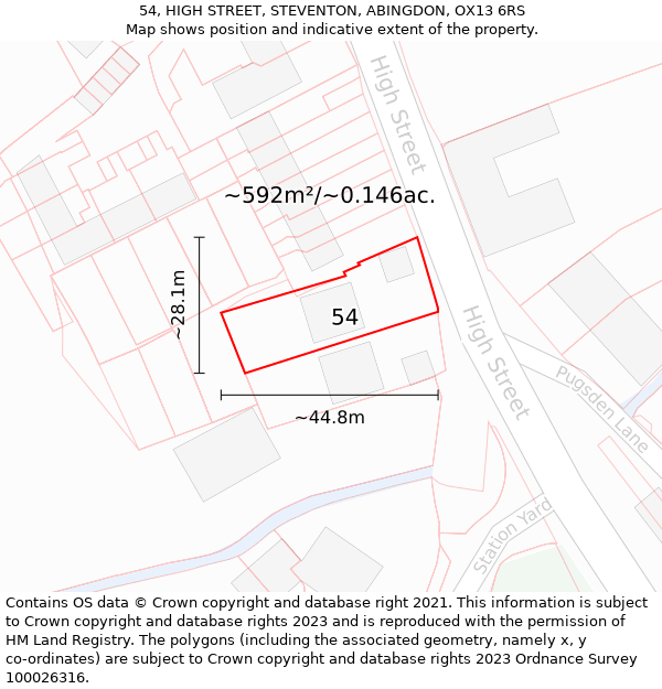 54, HIGH STREET, STEVENTON, ABINGDON, OX13 6RS: Plot and title map