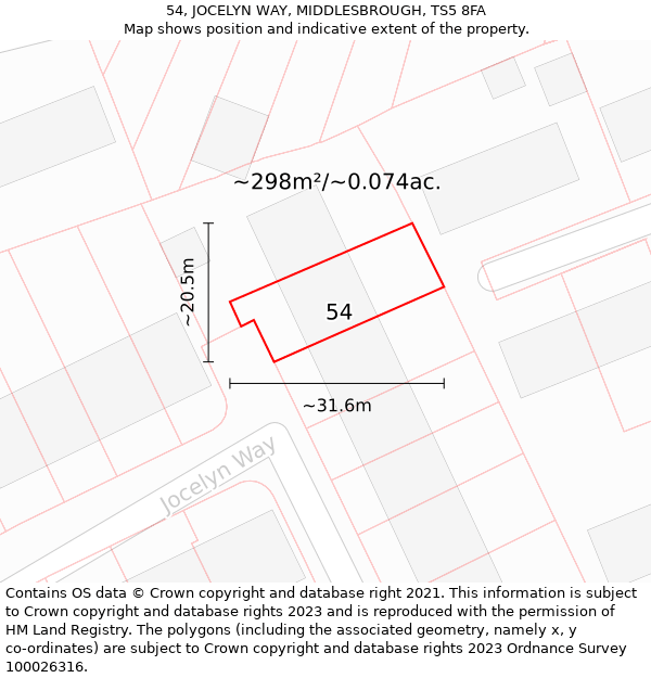 54, JOCELYN WAY, MIDDLESBROUGH, TS5 8FA: Plot and title map