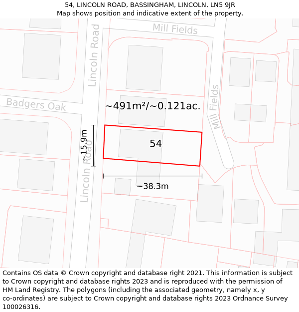 54, LINCOLN ROAD, BASSINGHAM, LINCOLN, LN5 9JR: Plot and title map