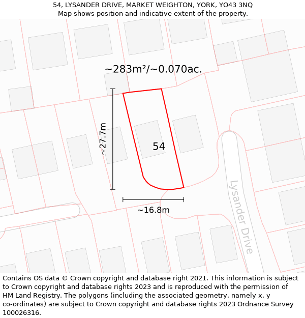 54, LYSANDER DRIVE, MARKET WEIGHTON, YORK, YO43 3NQ: Plot and title map