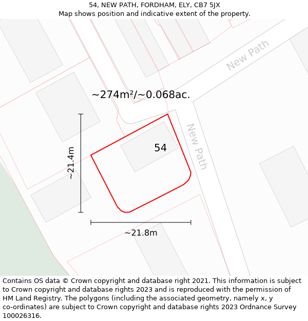 54, NEW PATH, FORDHAM, ELY, CB7 5JX: Plot and title map