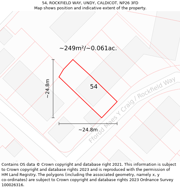 54, ROCKFIELD WAY, UNDY, CALDICOT, NP26 3FD: Plot and title map