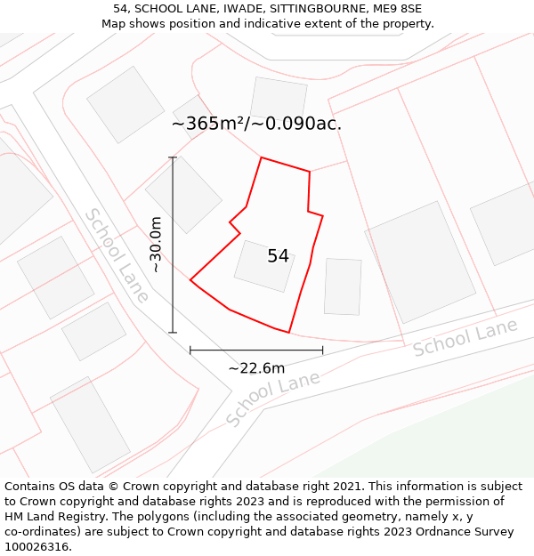 54, SCHOOL LANE, IWADE, SITTINGBOURNE, ME9 8SE: Plot and title map