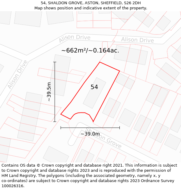 54, SHALDON GROVE, ASTON, SHEFFIELD, S26 2DH: Plot and title map