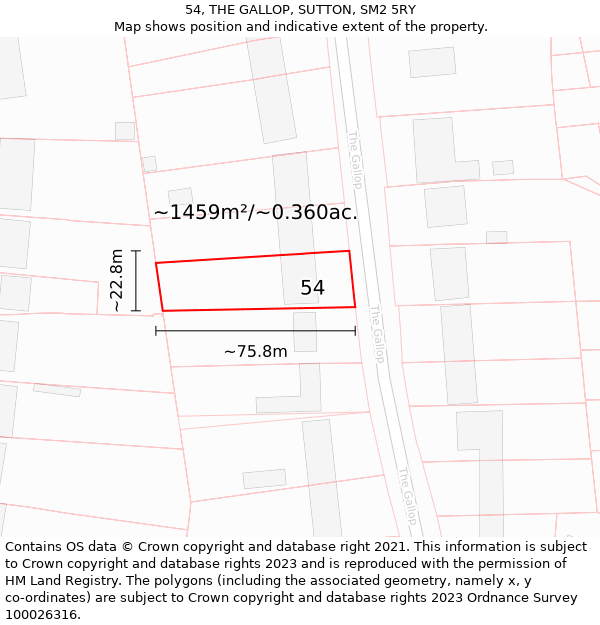 54, THE GALLOP, SUTTON, SM2 5RY: Plot and title map