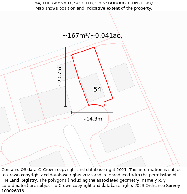 54, THE GRANARY, SCOTTER, GAINSBOROUGH, DN21 3RQ: Plot and title map