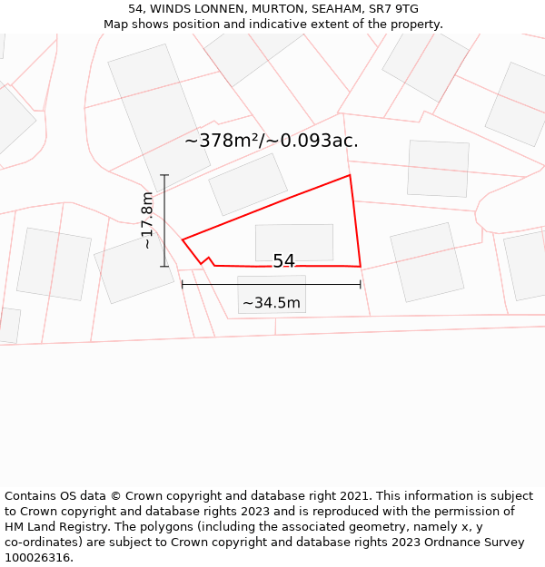 54, WINDS LONNEN, MURTON, SEAHAM, SR7 9TG: Plot and title map