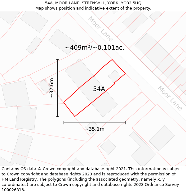 54A, MOOR LANE, STRENSALL, YORK, YO32 5UQ: Plot and title map