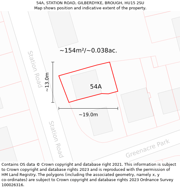 54A, STATION ROAD, GILBERDYKE, BROUGH, HU15 2SU: Plot and title map