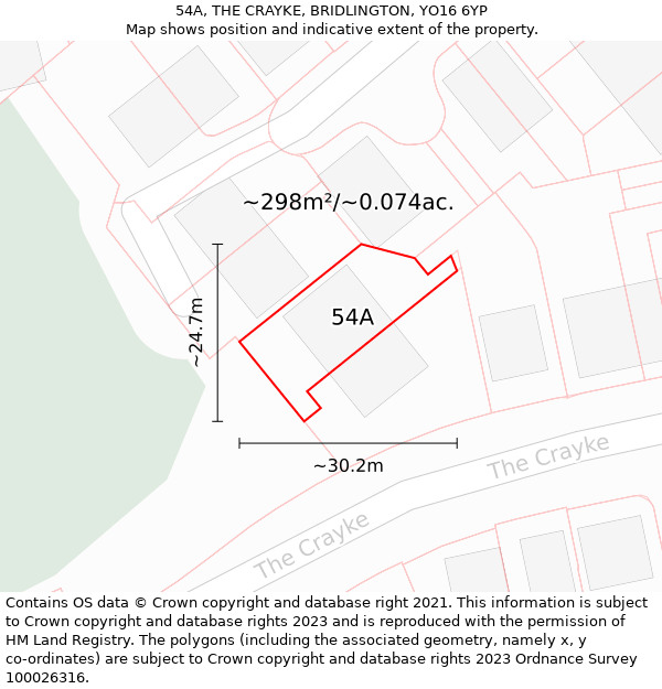 54A, THE CRAYKE, BRIDLINGTON, YO16 6YP: Plot and title map