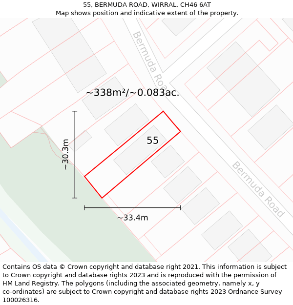 55, BERMUDA ROAD, WIRRAL, CH46 6AT: Plot and title map