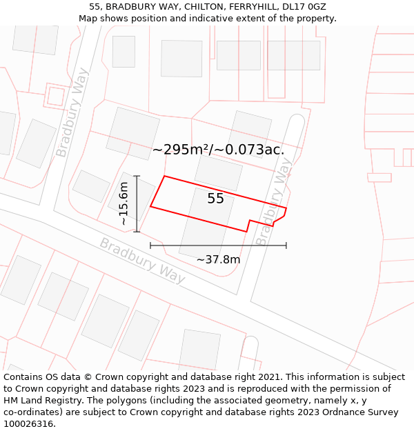 55, BRADBURY WAY, CHILTON, FERRYHILL, DL17 0GZ: Plot and title map