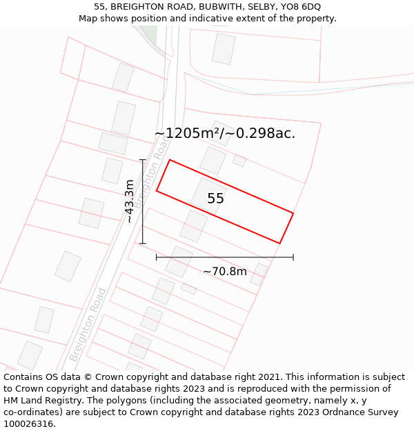 55, BREIGHTON ROAD, BUBWITH, SELBY, YO8 6DQ: Plot and title map