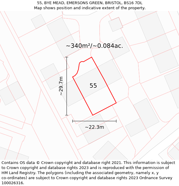 55, BYE MEAD, EMERSONS GREEN, BRISTOL, BS16 7DL: Plot and title map