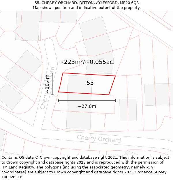 55, CHERRY ORCHARD, DITTON, AYLESFORD, ME20 6QS: Plot and title map