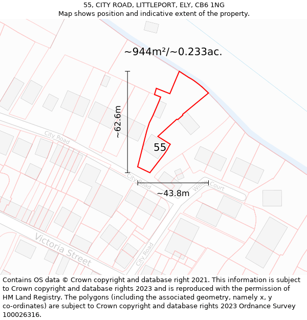 55, CITY ROAD, LITTLEPORT, ELY, CB6 1NG: Plot and title map