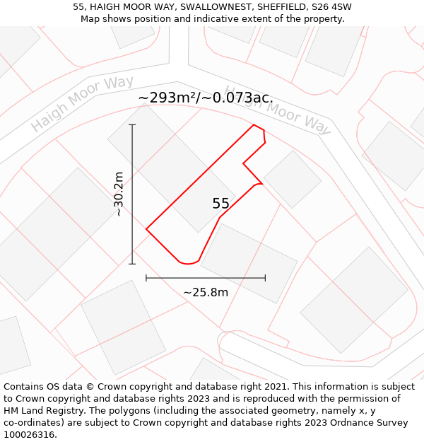 55, HAIGH MOOR WAY, SWALLOWNEST, SHEFFIELD, S26 4SW: Plot and title map