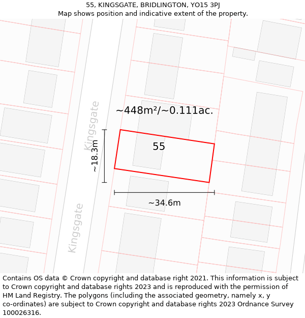 55, KINGSGATE, BRIDLINGTON, YO15 3PJ: Plot and title map