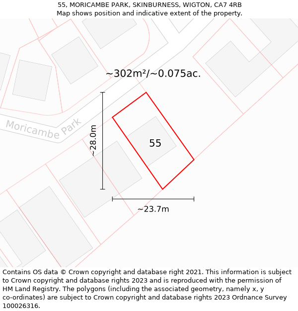 55, MORICAMBE PARK, SKINBURNESS, WIGTON, CA7 4RB: Plot and title map