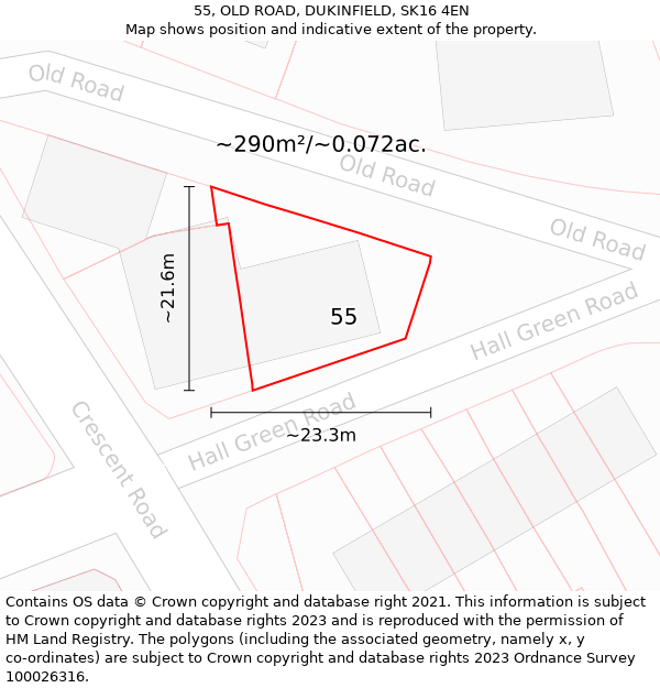 55, OLD ROAD, DUKINFIELD, SK16 4EN: Plot and title map