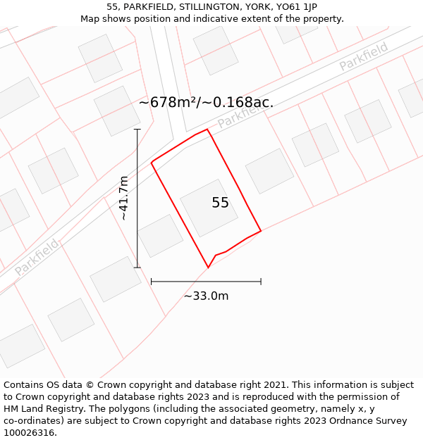 55, PARKFIELD, STILLINGTON, YORK, YO61 1JP: Plot and title map