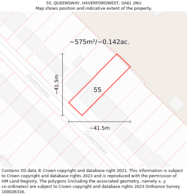 55, QUEENSWAY, HAVERFORDWEST, SA61 2NU: Plot and title map